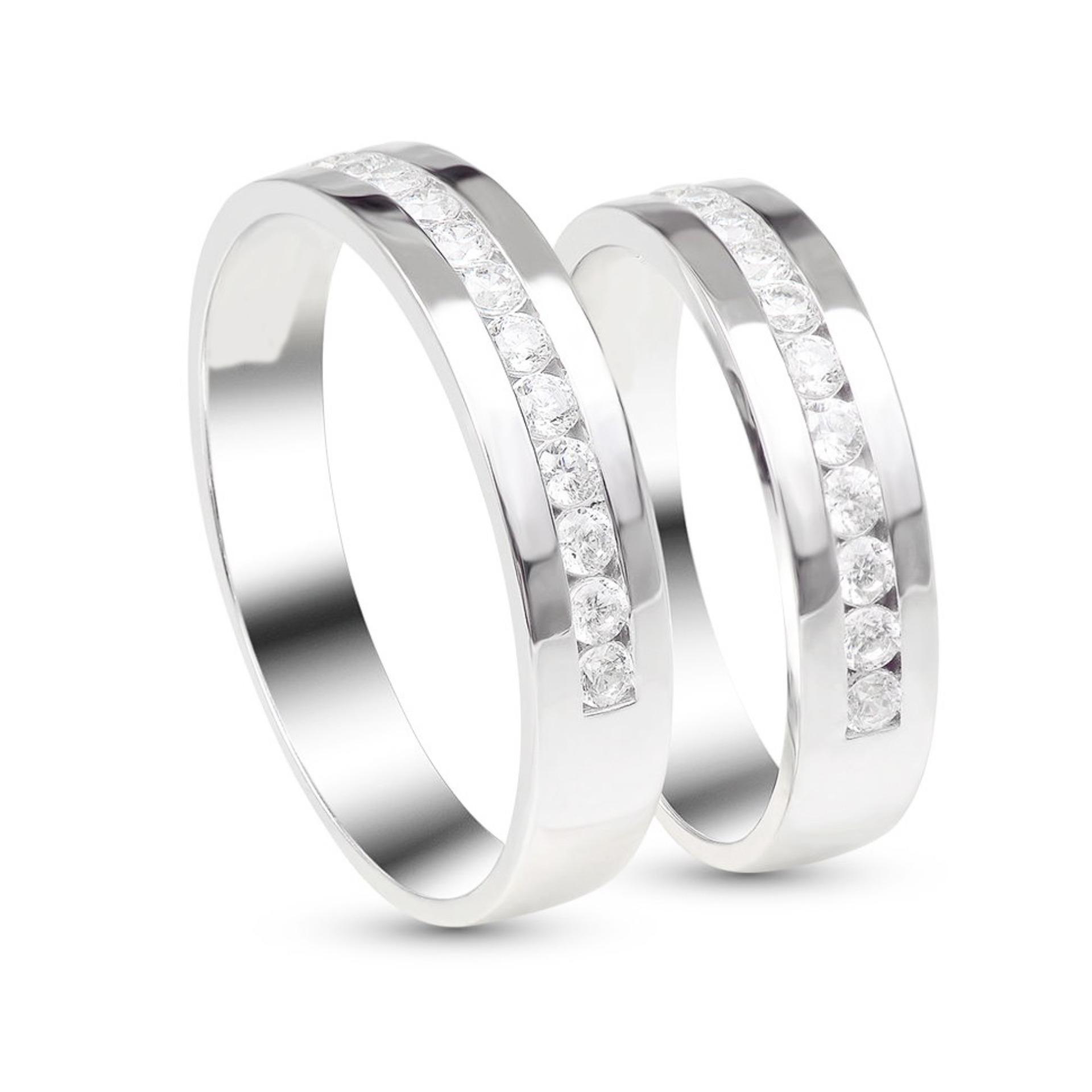 Nhẫn cặp đá kim cương nhân tạo - NKC01