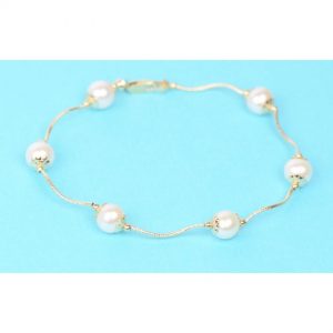 Lắc tay ngọc trai mạ vàng 14k - LT05