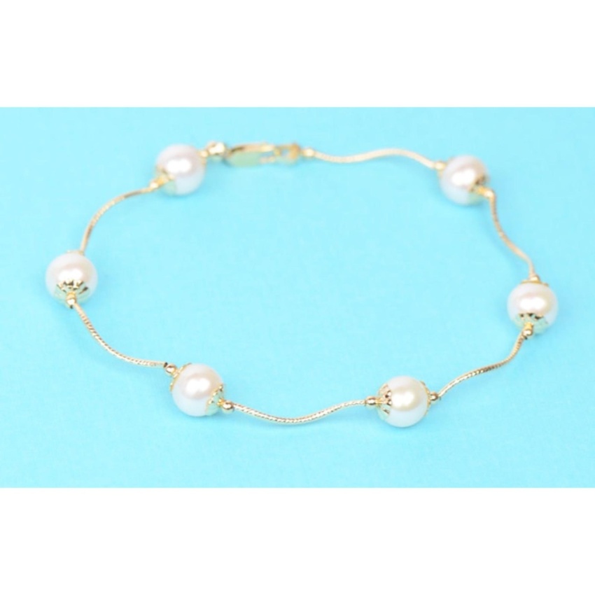 Lắc tay ngọc trai mạ vàng 14k - LT05