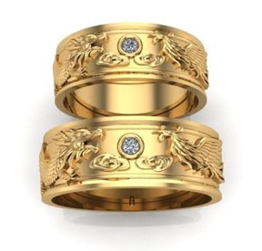 Nhẫn cặp long phụng mạ vàng 18K - NC01